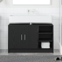 vidaXL Badkamerkast Zwart Eiken 90 x 29 x 55 cm Bewerkt hout