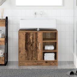 vidaXL Badkamerkast Oud Hout 63 x 29 x 55 cm Bewerkt hout