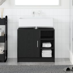 vidaXL Badkamerkast Zwart Eiken 63 x 29 x 55 cm Bewerkt hout