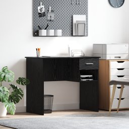 vidaXL Bureau Zwart Eiken 90 x 49 x 75 cm Bewerkt hout