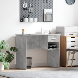 vidaXL Bureau Beton Grijs 90 x 49 x 75 cm Bewerkt hout