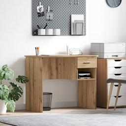 vidaXL Bureau Artisan Eiken 90 x 49 x 75 cm Bewerkt hout