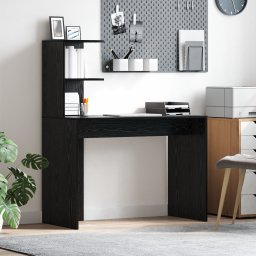 vidaXL Bureau Zwart Eiken 102 x 50 x 124 cm Bewerkt hout