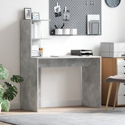 vidaXL Bureau Beton Grijs 102 x 50 x 124 cm Bewerkt hout