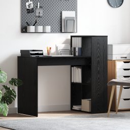 vidaXL Bureau Zwart Eiken Bewerkt hout 108 x 55 x 103.5 cm