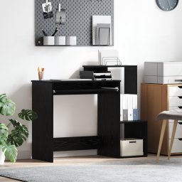 vidaXL Bureau Zwart Eiken 106 x 41 x 88.5 cm Bewerkt hout