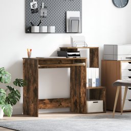 vidaXL Bureau Gerookt eiken 106 x 41 x 88.5 cm Bewerkt hout