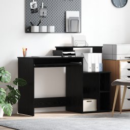vidaXL Bureau Zwart Eiken 120,5 x 44 x 88,5 cm Bewerkt hout