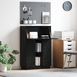 vidaXL Bureau Zwart Eiken 71,5 x 31,5 x 106,5 cm Bewerkt hout