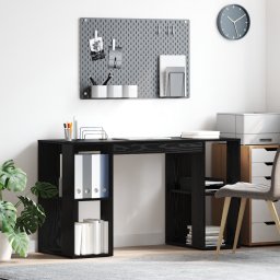 vidaXL Bureau Zwart Eiken Bewerkt hout 130 x 50.5 x 75 cm