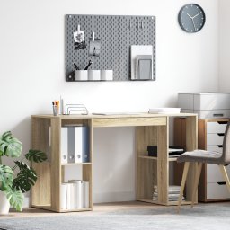 vidaXL Bureau Sonoma Eiken Bewerkt hout 130 x 50.5 x 75 cm