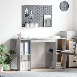 vidaXL Bureau Beton Grijs Bewerkt hout 130 x 50.5 x 75 cm
