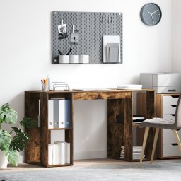 vidaXL Bureau Gerookt eiken Bewerkt hout 130 x 50.5 x 75 cm