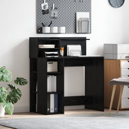 vidaXL Bureau Zwart Eiken Bewerkt hout 90 x 48 x 101,5 cm