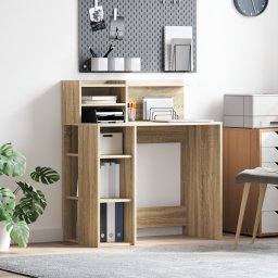 vidaXL Bureau Sonoma Eiken Bewerkt hout 90 x 48 x 101,5 cm