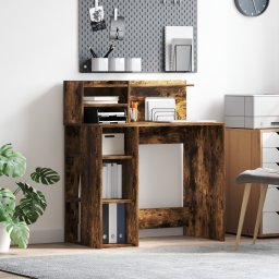 vidaXL Bureau Gerookt eiken Bewerkt hout 90 x 48 x 101,5 cm