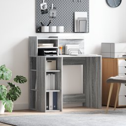 vidaXL Bureau Grijs Sonoma Bewerkt hout 90 x 48 x 101,5 cm