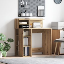vidaXL Bureau Artisan Eiken Bewerkt hout 90 x 48 x 101,5 cm