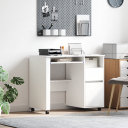vidaXL Bureau met Wielen Wit Bewerkt hout 91 x 50 x 77 cm