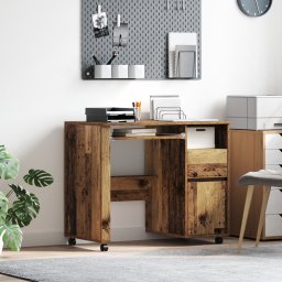vidaXL Bureau met Wielen Oud Hout Bewerkt hout 91 x 50 x 77 cm