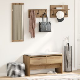 vidaXL Halmeubelset 4 st Ambachtelijk eiken 90 x 31 x 46,5 cm