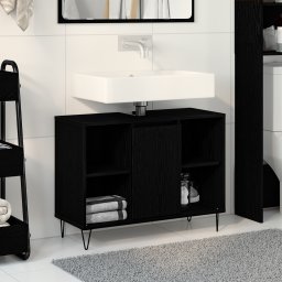 vidaXL Badkamer Kast Zwart 80 x 33 x 60 cm Bewerkt hout