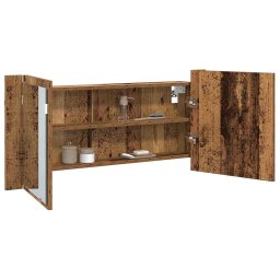 vidaXL LED Spiegelkast Oudhout 100 x 12 x 45 cm Bewerkt hout