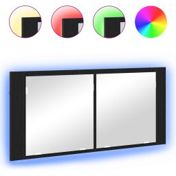 vidaXL LED Spiegelkast Zwart Eiken 100 x 12 x 45 cm Bewerkt hout