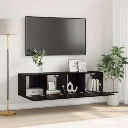 vidaXL Tv-meubelset 2 st Zwart Bewerkt hout