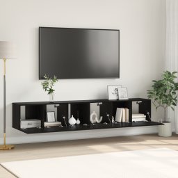 vidaXL Tv-meubelset 3 st Zwart Bewerkt hout