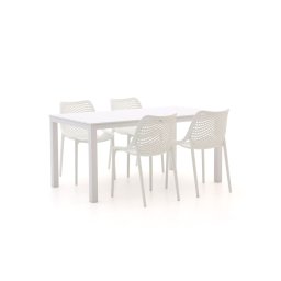 + 15% kassakorting | Forza Ripi/Menzano 160cm dining tuinset 5-delig stapelbaar - Laagste prijsgarantie!