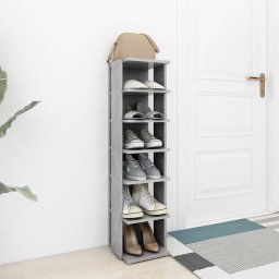 vidaXL Schoenenkast 27,5x27x102 cm bewerkt hout betongrijs