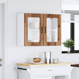 vidaXL Keukenbovenkast met glazen deur bewerkt hout oud houtkleurig
