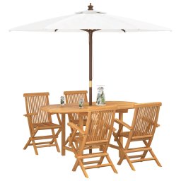 vidaXL Tuin eettafelset 5 st Bruin 160 x 80 x 75 cm Massief Teakhout