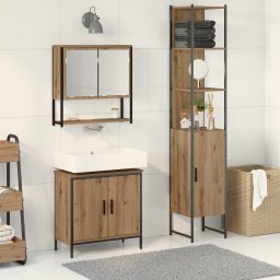 vidaXL Badkamermeubelset 3 st Bruin Bewerkt hout
