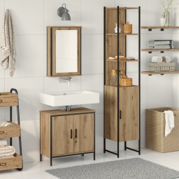 vidaXL Badkamermeubelset 3 st Bruin Bewerkt hout