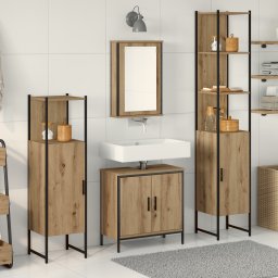 vidaXL Badkamermeubelset 4 st Bruin 33 x 33 x 185,5 cm Bewerkt hout