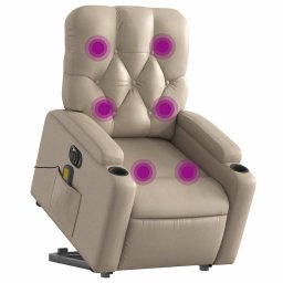 vidaXL Sta-op-massagestoel elektrisch kunstleer cappuccinokleurig