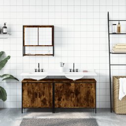 vidaXL 3-delige Badkamermeubelset bewerkt hout gerookt eikenkleurig