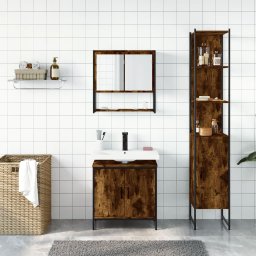 vidaXL 3-delige Badkamermeubelset bewerkt hout gerookt eikenkleurig