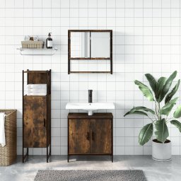 vidaXL 3-delige Badkamermeubelset bewerkt hout gerookt eikenkleurig