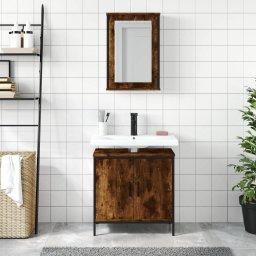 vidaXL 2-delige Badkamermeubelset bewerkt hout gerookt eikenkleurig