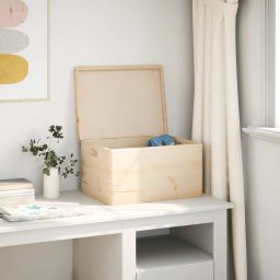 vidaXL Houten kist met deksel&handvatten 40x30x23cm massief grenenhout