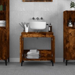 vidaXL Wastafelkast 58x33x60 cm bewerkt hout gerookt eikenkleurig