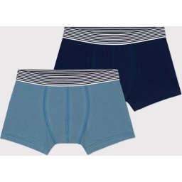 Petit Bateau Maat 92/98 Set van 2 effen boxershorts voor jongens in katoen en elastaan Jongens Onder