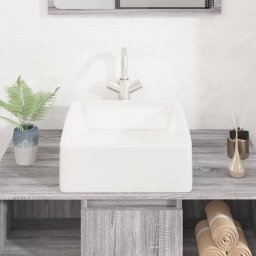 vidaXL Wasbak 37x37x13 cm vierkant keramiek wit