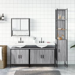 vidaXL 4-delige Badkamermeubelset bewerkt hout grijs sonoma eikenkleur