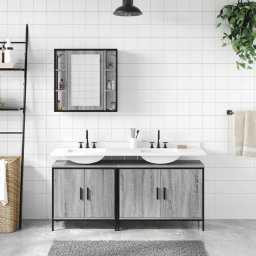 vidaXL 3-delige Badkamermeubelset bewerkt hout grijs sonoma eikenkleur