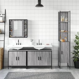 vidaXL 4-delige Badkamermeubelset bewerkt hout grijs sonoma eikenkleur