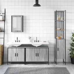 vidaXL 4-delige Badkamermeubelset bewerkt hout grijs sonoma eikenkleur